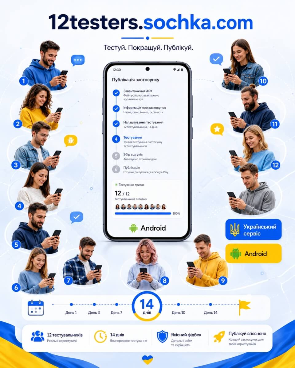 12 тестувальників Android-додатків — знімок екрана