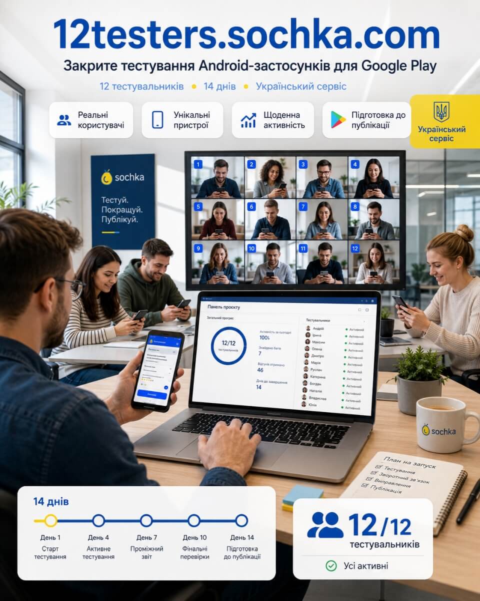 12 тестувальників Android-додатків — знімок екрана