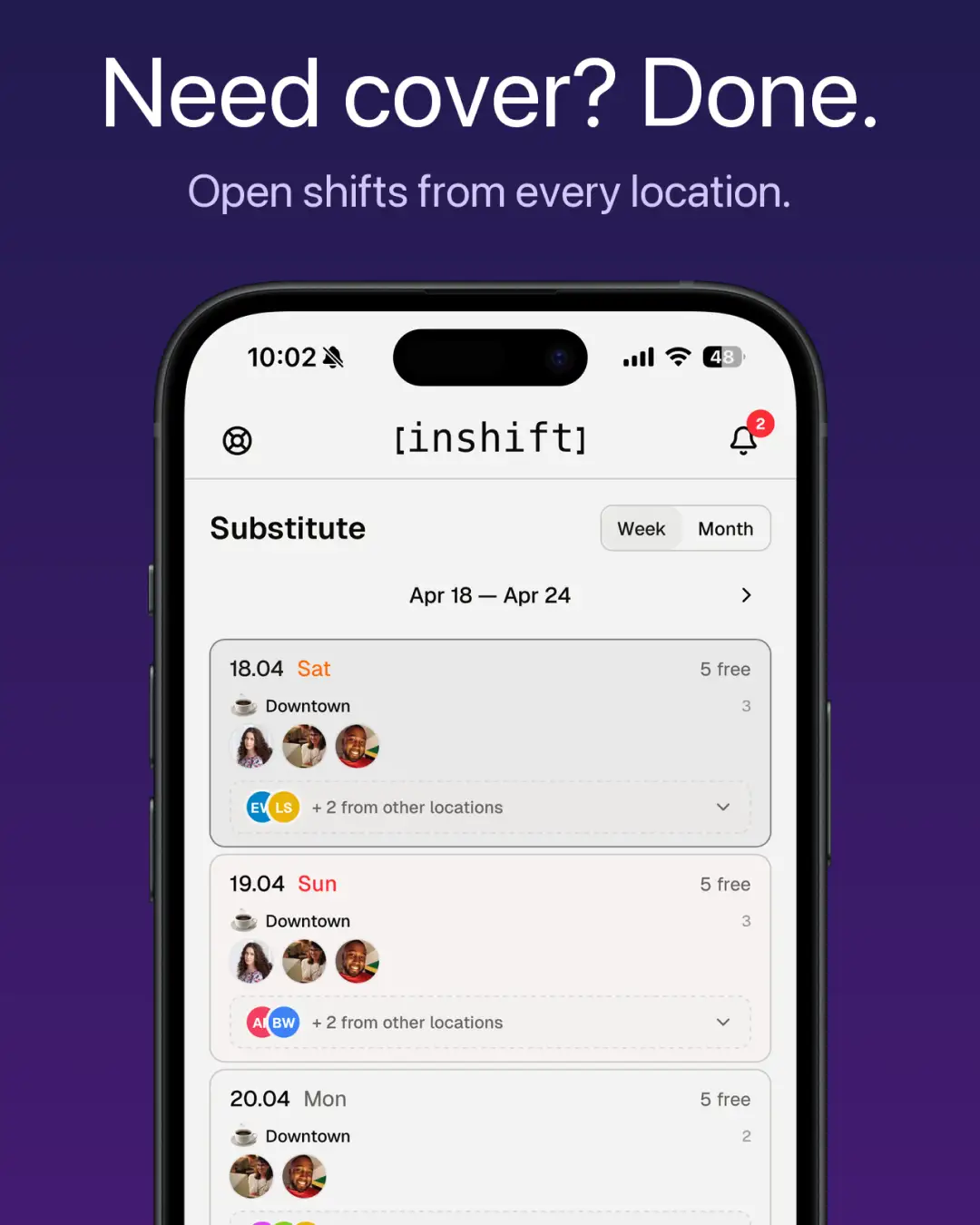 InShift — знімок екрана