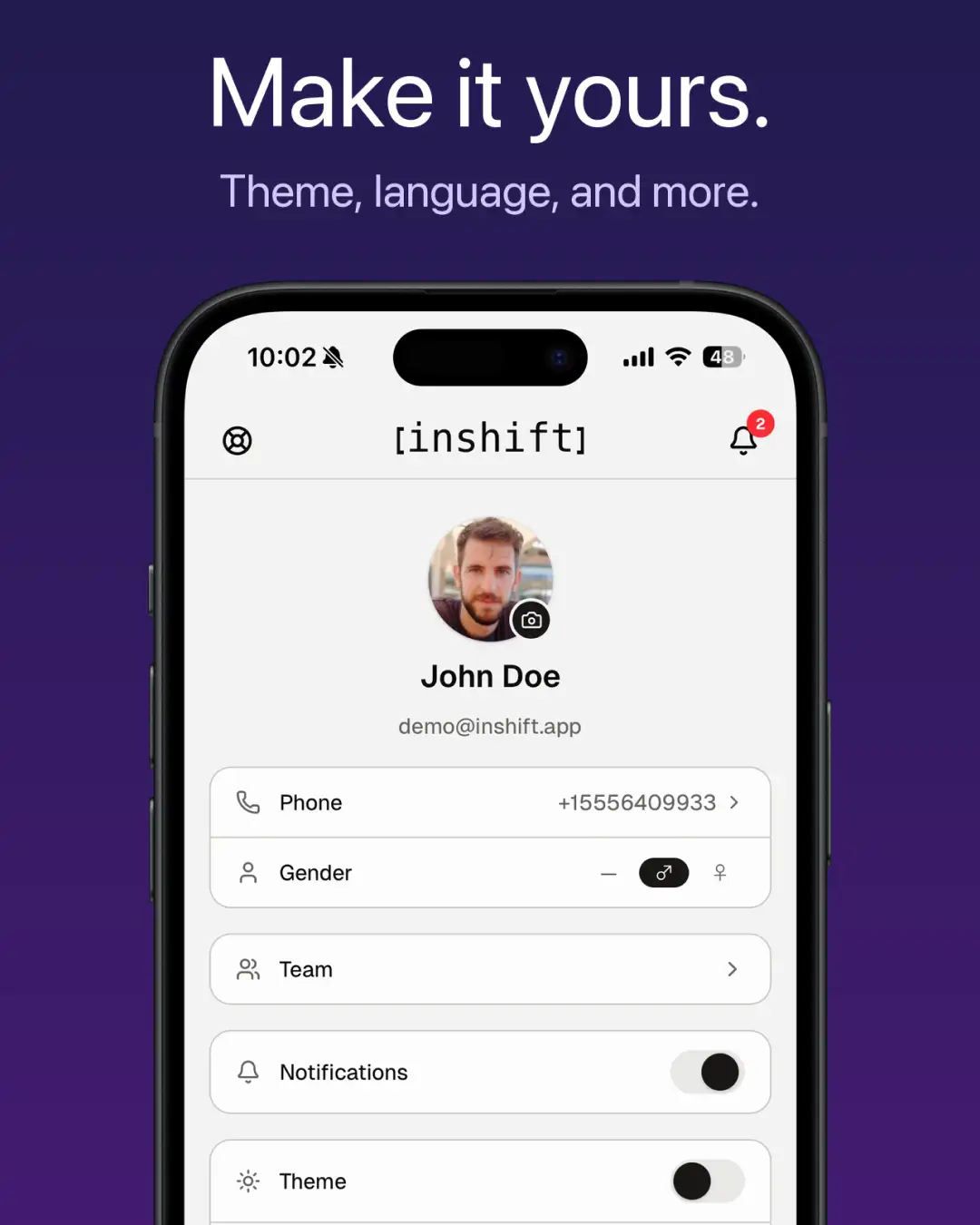 InShift — знімок екрана