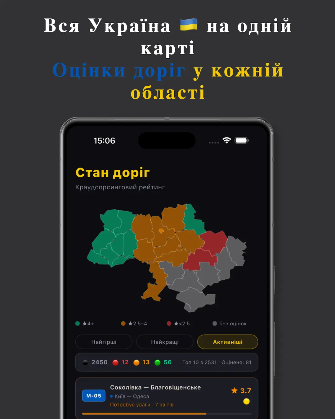RoadWatch UA — знімок екрана