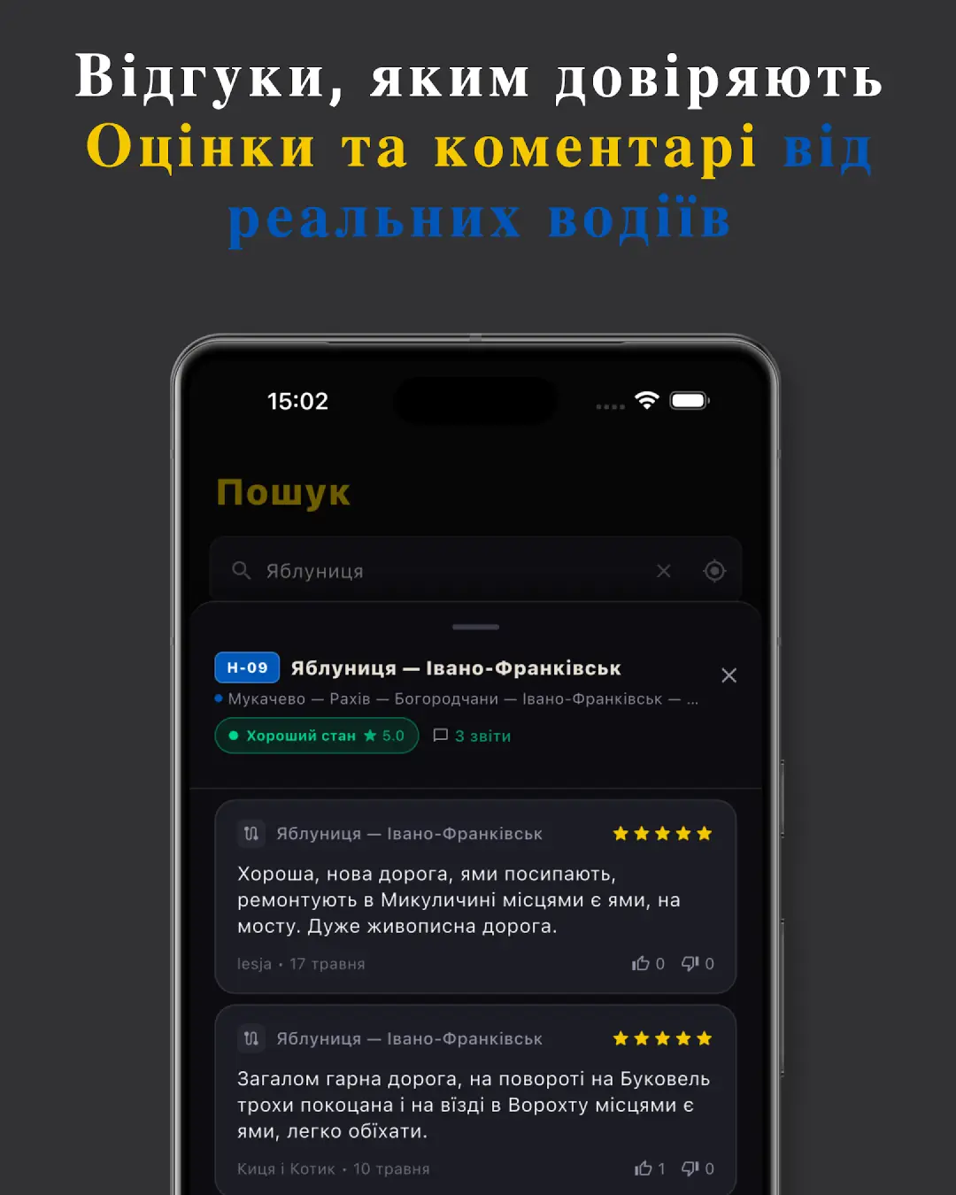 RoadWatch UA — знімок екрана