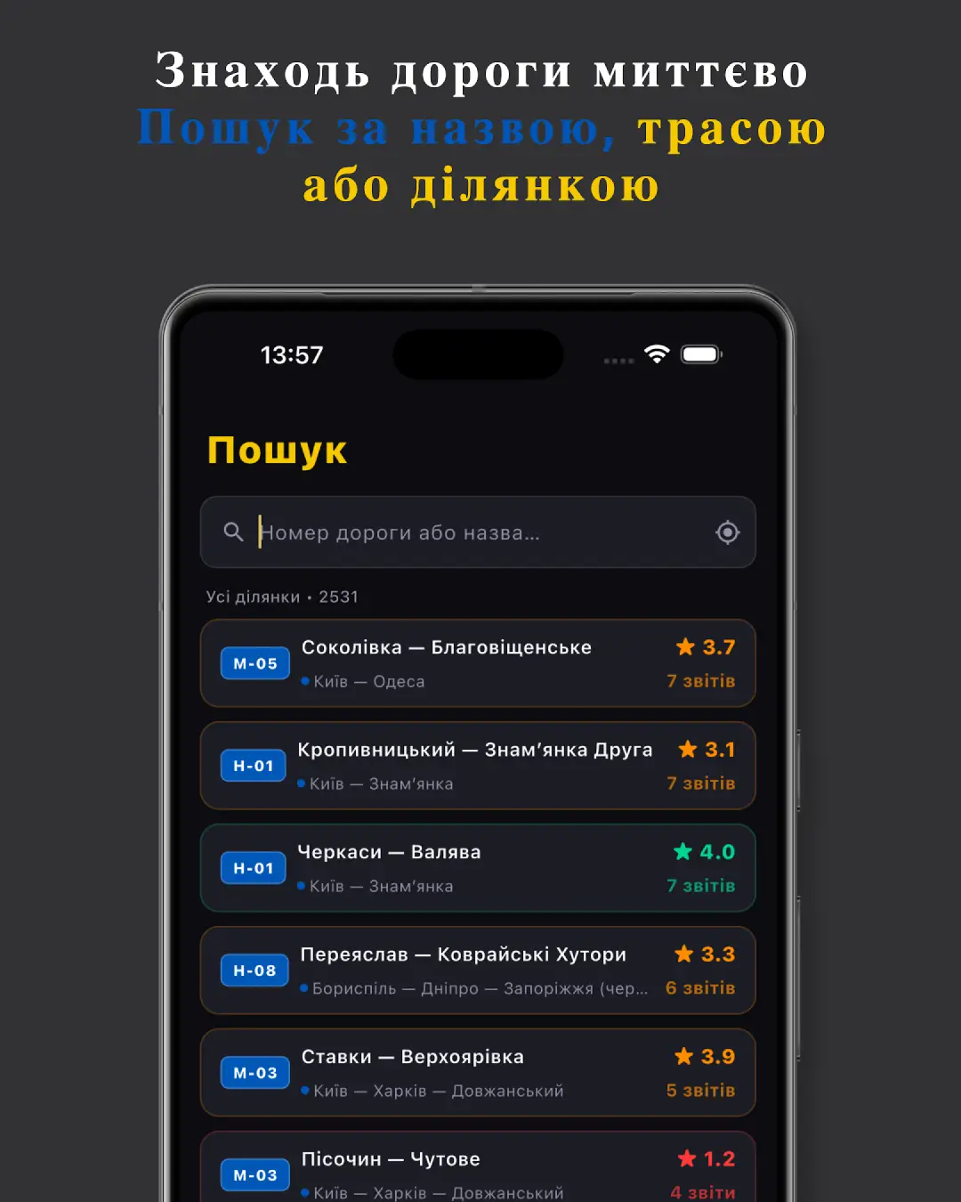 RoadWatch UA — знімок екрана