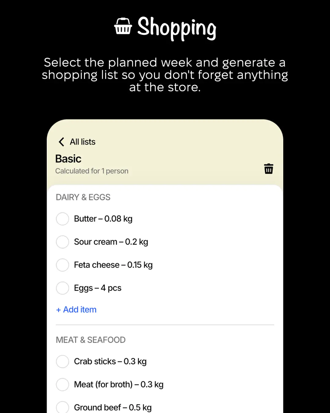 FoodsPlans — знімок екрана