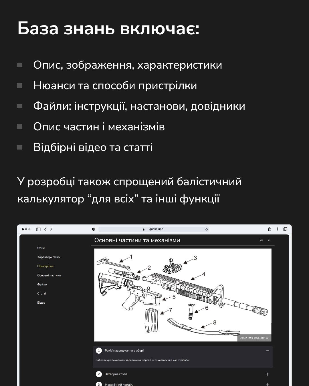 GunLib — знімок екрана