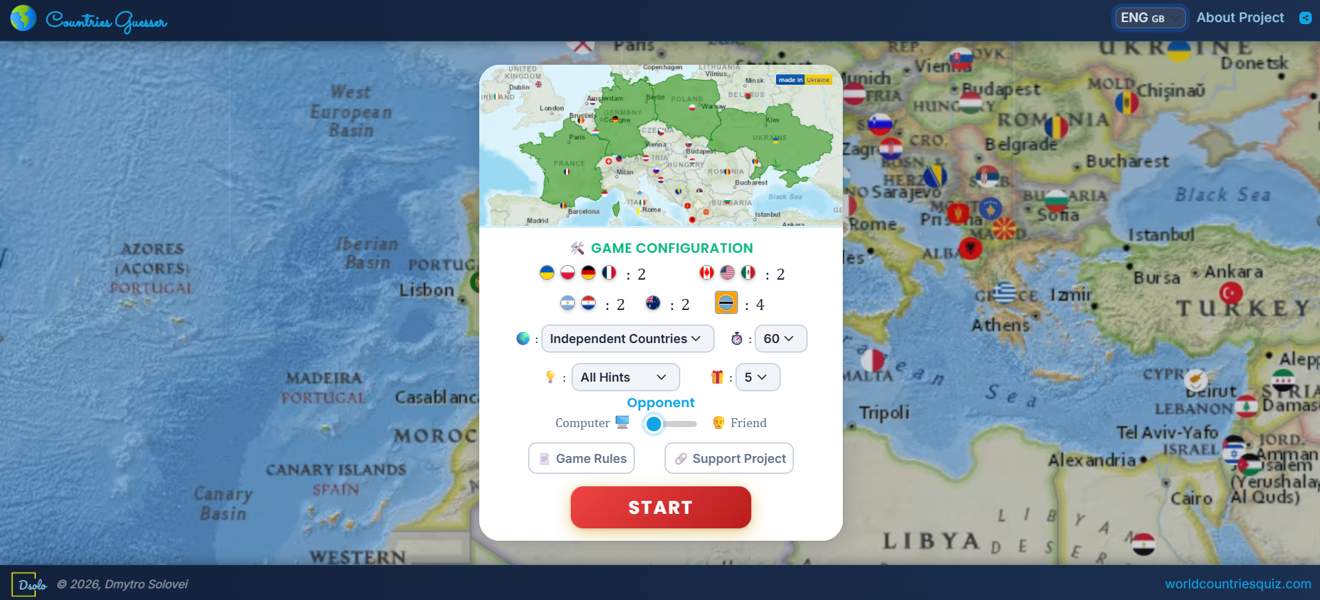 Countries Guesser — знімок екрана